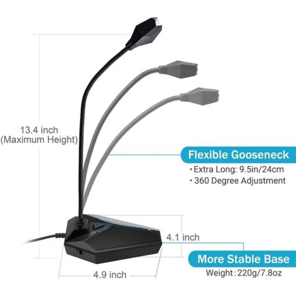 USB Computer Microphone, Plug &Play Desktop Omnidirectional Condenser